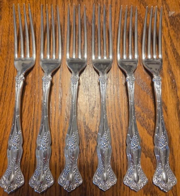 1847 ROGERS BROS UVA VINTAGE (1904) JUEGO DE (6) TENEDOR 7 1/8" MONOGRAMA "S" Foto 1 de 4