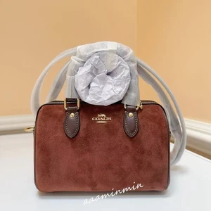 Bolso Bandolera Coach Mini Rowan CCF29 NUEVO CON ETIQUETAS Gamuza/Marrón De Colección - Imagen 1 de 14