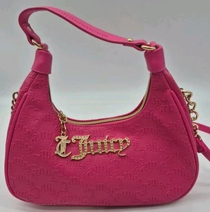 Original JUICY COUTURE Shoulder Hand Bag Embossed Signature Logo Pink - Picture 1 of 11