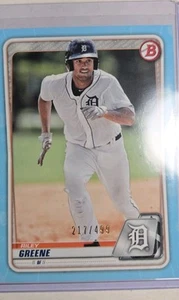 2020 Bowman Prospects Sky Blue #BP122 Riley Greene Tigers /499  - Picture 1 of 2