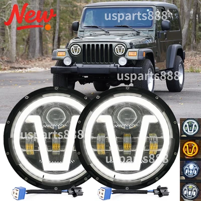 7'' Round LED Headlights Fit For Jeep Wrangler Custom Unlimited Sport JK JL TJ - Image 1 of 4
