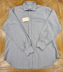Giorgio Armani Collezioni 16,5" Large Regular Fit Camicia Uomo Classica Grigio L/S - Foto 1 di 10