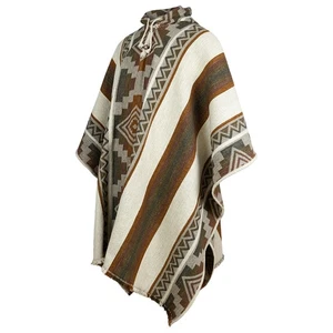 LLAMA WOOL MENS UNISEX SOUTH AMERICAN PONCHO CAPE COAT JACKET CLOAK HANDWOVEN - Picture 1 of 14