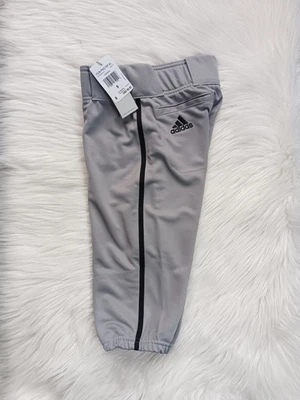 Pantalones de béisbol Adidas Youth Icon Pro Pipe hasta la rodilla gris/negro GQ9142 talla S Foto 1 de 4