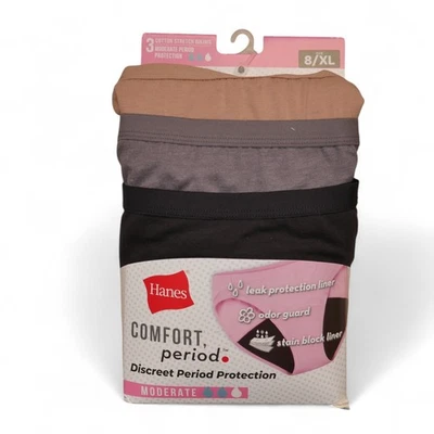 Hanes Comfort Period Light Discreet Leak Protection Bikini Underwear Size 8 NEW - Image 1 of 4