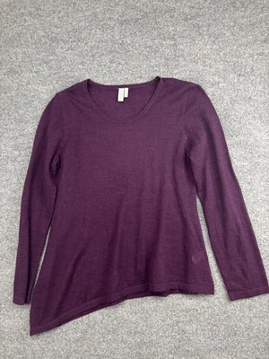 Sahalie 毛衣女式大号紫色羊毛羊驼混纺不对称套衫 — 第 1/4 张图片