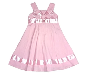 Mädchen BONNIE JEAN pfirsich rosa Kleid 4T einfarbig Ostern Party Satin Schleife Sommer koralle - Bild 1 von 4