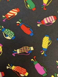 Alynn Neckwear Silk Golf Necktie CREATIVE AMERICAN DESIGN “Well Dressed Bags” - Picture 1 of 6