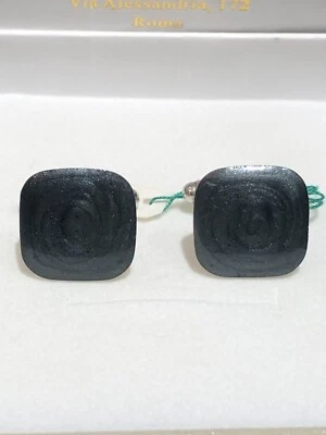 Gemelli in argento e smalto nero metallizzato-Gioielleria Ottaviani Roma - Immagine 1 di 4