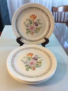 4 Piatti Salem China Co Salem OH 28Kt Oro Vittoria Fiori USA Primavera - Foto 1 di 5