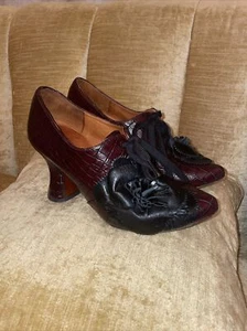 Chie Mihara Heels - Burgundy Red Mock Croc Leather - size 37.5 - Picture 1 of 16