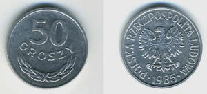Poland 50 GROSZY KM-48 1985 x 1 Pcs Eagle Arms UNC Polish World Currency COIN - Picture 1 of 3