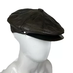 Vintage Vera Pelle Motociclista Cappello S 56cm 8 Pannello Baker Ragazzo Coppola - Picture 1 of 6