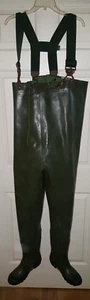 NELSON/WEATHER -RITE sz 8 Men's Insulated Hip Waders Green Steel Shank Overalls - Picture 1 of 9