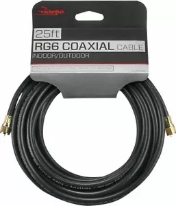 NEW Rocketfish RF-RG625BK 25' RG6 In-Wall Indoor/Outdoor Coaxial Coax A/V Cable - Picture 1 of 1