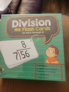 Educational Math Flash Cards, Division - 156 Cards (All facts, 0-12) with Rings - Picture 1 of 5