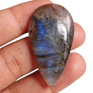 57.25 Cts. Blue Natural Labradorite Pear Cabochon Loose Gemstone S-4309 - Picture 1 of 3