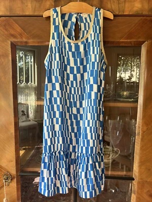 Платье J Crewcuts бирюзовое и белое с золотой отделкой размер 14 - Изображение 1 из 4