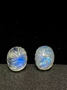 8,60 ct ~ natürlicher atemberaubender blauer Mondstein leuchtend schönes ovales Paar - Bild 1 von 5