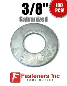 100/PCS 3/8" Hot Dipped Galvanized Flat Washers - Picture 1 of 2
