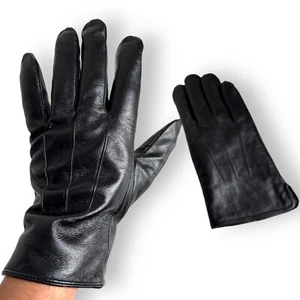 Men's Black 100% Leather Gloves With Lining L/XL Gentlemens Luxury Worn Once - Picture 1 of 18