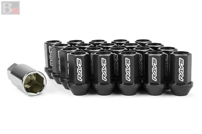 VOLK Racing Rays Straight L42 A7075 Dura Lug Nuts With Key M12 x 1.5 Black - Image 1 of 4