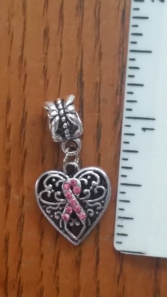 BREAST CANCER AWARENESS CHARM - SURVIVOR - FIGHTER - SUPPORT - CURE - RIBBON - Image 1 of 1