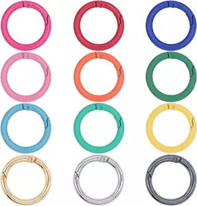 Metal Spring O Rings round Carabiner Keyring, Snap Clip Trigger Spring Keyrings - Picture 1 of 12