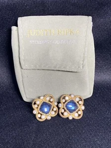 Judith Ripka Blue Cz Sterling .925 Earrings Preowned Authentic - Picture 1 of 24