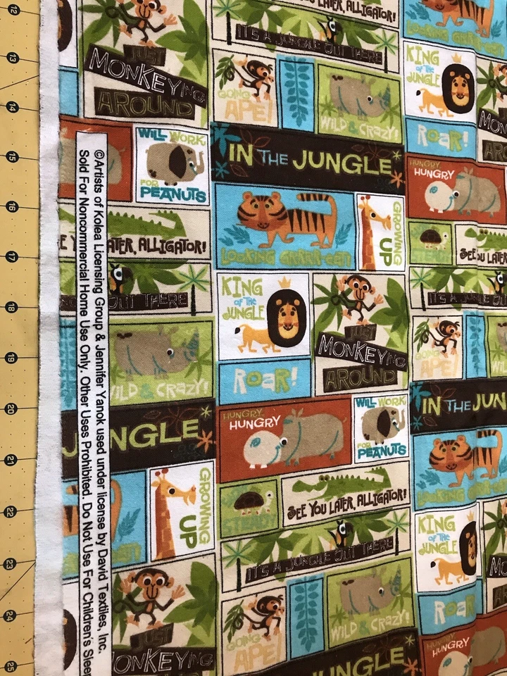 In the Jungle 44" X 44" Flannel fabric #1510b - Image 1 of 1