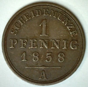 1858 A German States SCHAUMBURG-LIPPE Pfennig Copper VF World Coin Very Fine - Picture 1 of 2