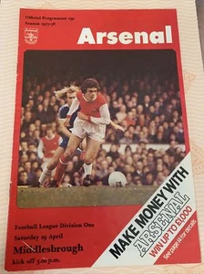 1978 Arsenal V Middlesbrough Soccer/football Programme - Picture 1 of 3