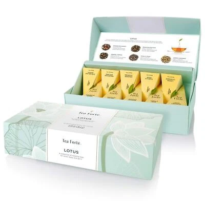 Juego de regalo de té orgánico gourmet de 10 unidades Lotus Collection sabores surtidos en caja Foto 1 de 4