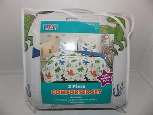 Dinosaur Boys Comforter & Pillow Sham Set Twin/Full Dream Street Reversible - Picture 1 of 5