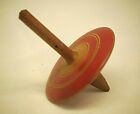 Antique Wooden Red Spinning Top Kid's Toy UFO Style Unmarked Vintage Wood