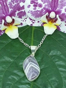 AFRICAN Natural Purple Lace Amethyst Agate Pendant Necklace Silver Plated Ag6 - Picture 1 of 2