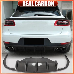 For Porsche Macan 2014-2020 REAL CARBON FIBER Rear Bumper Diffuser Lip Spoiler - Picture 1 of 15