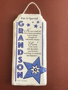 Special grandson porcelain blue star boxed gift hanging standing plaque free p&p - Picture 1 of 2