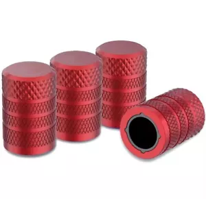 Red TPMS Non Stick Metal Valve Caps Dust Covers 4pcs/set for Cars & Bikes - Picture 1 of 7