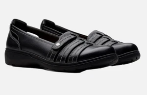Clarks Collection Mujer Cuero Sin Cordones Carleigh Cuero Negro Zapatos Talla 8 NUEVO - Imagen 1 de 6