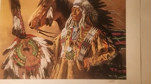Paul Calle " Chief High Pipe" 26" X 20" Limited Edition Print - Picture 1 of 13