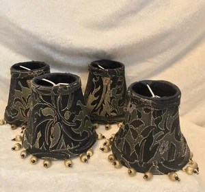 Set 4 lampadari neri damascati personalizzati bordo sfera oro paralumi 5" - Foto 1 di 12