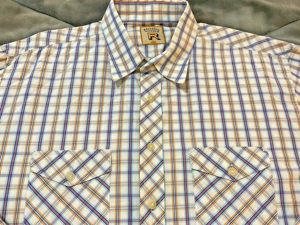 Resistol Double R Multi-Color Purple Plaid Shirt  Western Cowboy Men Sz 2XL - Image 1 of 4