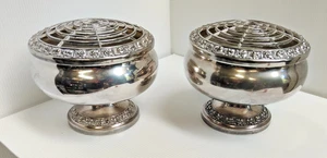 Impresionante jarrón vintage x2 con ranas muy grabadas IANTHE Inglaterra plateado AF - Imagen 1 de 12