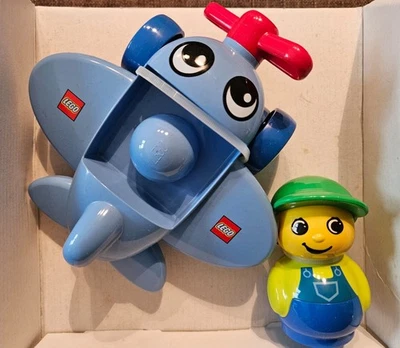 LEGO Duplo Primo Blaues Flugzeug mit Pilot mit Originalverpackung aus den 2000er - Bild 1 von 2