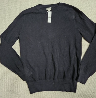 J. Crew Men's Cotton Pique Stitch Crewneck Sweater Black Medium M Lightweight - Image 1 of 4
