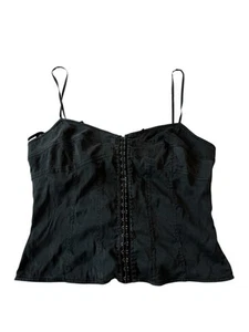 Vintage Express Women’s Silk Corset Crop Top SZ 14 Black Whimsigoth 90s - Picture 1 of 10