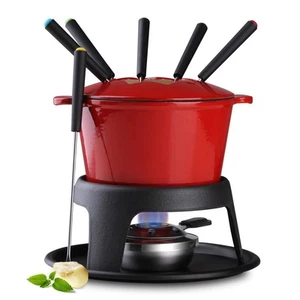 Cast Iron Cheese Fondue Pot Set for Chocolate Fondue Pot Swiss Style Camping ... - Picture 1 of 9
