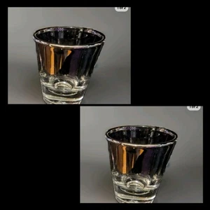 2 VIDRIO DE CHUPITO VINTAGE VITREON QUEEN'S LUSTREWARE MCM PLATA OMBRE 2,25" - Imagen 1 de 3
