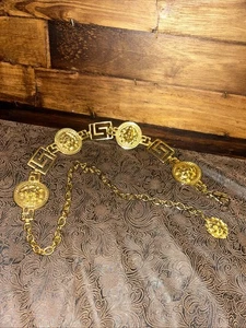 Vintage 80er Jahre Schmuck Kettengürtel Löwenkopf 37" verstellbar - Bild 1 von 6